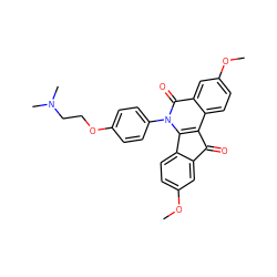 COc1ccc2c(c1)C(=O)c1c-2n(-c2ccc(OCCN(C)C)cc2)c(=O)c2cc(OC)ccc12 ZINC000141860850