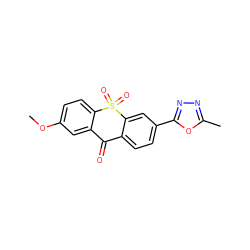 COc1ccc2c(c1)C(=O)c1ccc(-c3nnc(C)o3)cc1S2(=O)=O ZINC000013755830