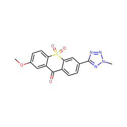 COc1ccc2c(c1)C(=O)c1ccc(-c3nnn(C)n3)cc1S2(=O)=O ZINC000013755837