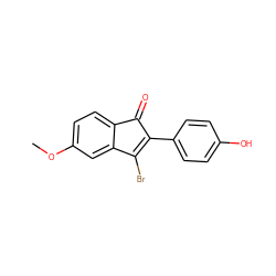 COc1ccc2c(c1)C(Br)=C(c1ccc(O)cc1)C2=O ZINC000028475007