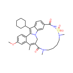 COc1ccc2c(c1)C(C)=C1Cn3c-2c(C2CCCCC2)c2ccc(cc23)C(=O)NS(=O)(=O)N(C)CCCCN(C)C1=O ZINC000143667532