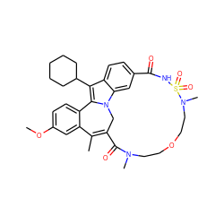 COc1ccc2c(c1)C(C)=C1Cn3c-2c(C2CCCCC2)c2ccc(cc23)C(=O)NS(=O)(=O)N(C)CCOCCN(C)C1=O ZINC000143667328