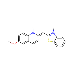 COc1ccc2c(c1)C=C/C(=C\c1sc3ccccc3[n+]1C)N2C ZINC000020070346