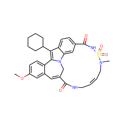 COc1ccc2c(c1)C=C1Cn3c-2c(C2CCCCC2)c2ccc(cc23)C(=O)NS(=O)(=O)N(C)C/C=C/CNC1=O ZINC000143649827