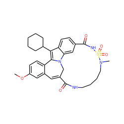 COc1ccc2c(c1)C=C1Cn3c-2c(C2CCCCC2)c2ccc(cc23)C(=O)NS(=O)(=O)N(C)CCCCNC1=O ZINC000084655382