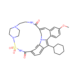 COc1ccc2c(c1)C=C1Cn3c-2c(C2CCCCC2)c2ccc(cc23)C(=O)NS(=O)(=O)N2CCN(CCNC1=O)CC2 ZINC000084711665