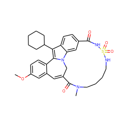 COc1ccc2c(c1)C=C1Cn3c-2c(C2CCCCC2)c2ccc(cc23)C(=O)NS(=O)(=O)NCCCCN(C)C1=O ZINC000084655384