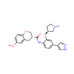 COc1ccc2c(c1)C[C@@H](C(=O)Nc1ccc(-c3cn[nH]c3)cc1O[C@H]1CCN(C)C1)CO2 ZINC000169329876