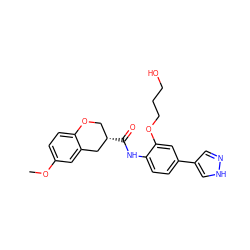 COc1ccc2c(c1)C[C@@H](C(=O)Nc1ccc(-c3cn[nH]c3)cc1OCCCO)CO2 ZINC000169329878