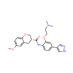 COc1ccc2c(c1)C[C@@H](C(=O)Nc1ccc(-c3cn[nH]c3)cc1OCCN(C)C)CO2 ZINC000040935309