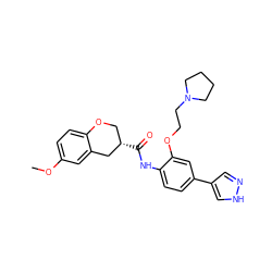 COc1ccc2c(c1)C[C@@H](C(=O)Nc1ccc(-c3cn[nH]c3)cc1OCCN1CCCC1)CO2 ZINC000117710039