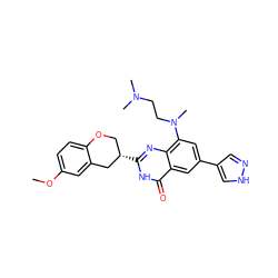 COc1ccc2c(c1)C[C@@H](c1nc3c(N(C)CCN(C)C)cc(-c4cn[nH]c4)cc3c(=O)[nH]1)CO2 ZINC000066100677