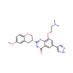 COc1ccc2c(c1)C[C@@H](c1nc3c(OCCN(C)C)cc(-c4cn[nH]c4)cc3c(=O)[nH]1)CO2 ZINC000066101474