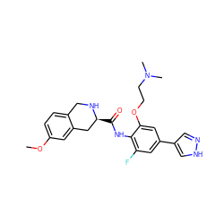 COc1ccc2c(c1)C[C@H](C(=O)Nc1c(F)cc(-c3cn[nH]c3)cc1OCCN(C)C)NC2 ZINC000058568547