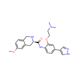 COc1ccc2c(c1)C[C@H](C(=O)Nc1ccc(-c3cn[nH]c3)cc1OCCN(C)C)NC2 ZINC000058568630