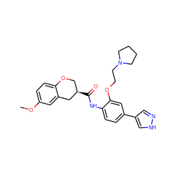 COc1ccc2c(c1)C[C@H](C(=O)Nc1ccc(-c3cn[nH]c3)cc1OCCN1CCCC1)CO2 ZINC000117710041