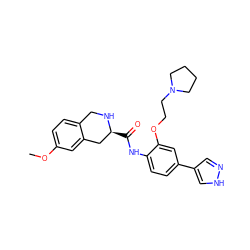 COc1ccc2c(c1)C[C@H](C(=O)Nc1ccc(-c3cn[nH]c3)cc1OCCN1CCCC1)NC2 ZINC000058651214