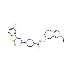 COc1ccc2c(c1)C[C@H](CNC(=O)C1CCN(C(=O)Cn3c(=O)sc4ccc(Cl)cc43)CC1)CCC2 ZINC000027889190