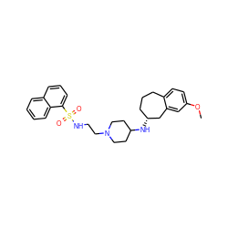 COc1ccc2c(c1)C[C@H](NC1CCN(CCNS(=O)(=O)c3cccc4ccccc34)CC1)CCC2 ZINC000013439483