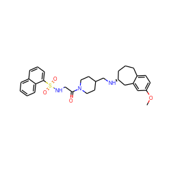 COc1ccc2c(c1)C[C@H](NCC1CCN(C(=O)CNS(=O)(=O)c3cccc4ccccc34)CC1)CCC2 ZINC000027873351