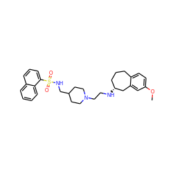 COc1ccc2c(c1)C[C@H](NCCN1CCC(CNS(=O)(=O)c3cccc4ccccc34)CC1)CCC2 ZINC000022924510