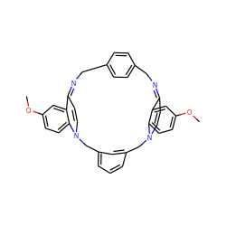 COc1ccc2c(c1)C1=NCc3ccc(cc3)CN=C3C=CN(Cc4cccc(c4)CN2C=C1)c1ccc(OC)cc13 ZINC000377846051