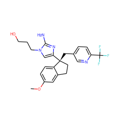 COc1ccc2c(c1)CC[C@@]2(Cc1ccc(C(F)(F)F)nc1)c1cn(CCCO)c(N)n1 ZINC000096168404