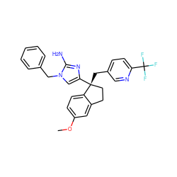 COc1ccc2c(c1)CC[C@@]2(Cc1ccc(C(F)(F)F)nc1)c1cn(Cc2ccccc2)c(N)n1 ZINC000096125944