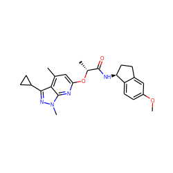 COc1ccc2c(c1)CC[C@@H]2NC(=O)[C@@H](C)Oc1cc(C)c2c(C3CC3)nn(C)c2n1 ZINC000117511727