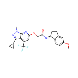 COc1ccc2c(c1)CC[C@@H]2NC(=O)COc1cc(C(F)(F)F)c2c(C3CC3)nn(C)c2n1 ZINC000117513268