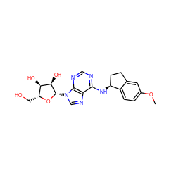 COc1ccc2c(c1)CC[C@@H]2Nc1ncnc2c1ncn2[C@@H]1O[C@H](CO)[C@@H](O)[C@H]1O ZINC000013649425