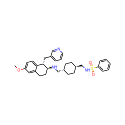 COc1ccc2c(c1)CC[C@H](NC[C@H]1CC[C@H](CNS(=O)(=O)c3ccccc3)CC1)[C@H]2Cc1cccnc1 ZINC000299847360