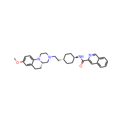 COc1ccc2c(c1)CC[C@H]1CN(CC[C@H]3CC[C@H](NC(=O)c4cc5ccccc5cn4)CC3)CCN21 ZINC000253639309