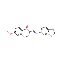 COc1ccc2c(c1)CCC(/C=N/c1ccc3c(c1)OCO3)C2=O ZINC000101841586