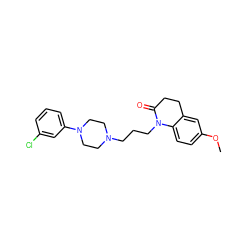 COc1ccc2c(c1)CCC(=O)N2CCCN1CCN(c2cccc(Cl)c2)CC1 ZINC000013803863