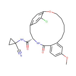 COc1ccc2c(c1)CCCCCOc1ccc(cc1Cl)C[C@@H](C(=O)NC1(C#N)CC1)NC2=O ZINC000224370533