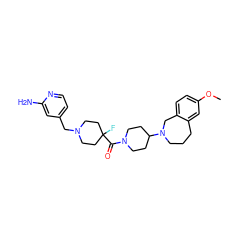 COc1ccc2c(c1)CCCN(C1CCN(C(=O)C3(F)CCN(Cc4ccnc(N)c4)CC3)CC1)C2 ZINC000096285175