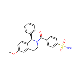 COc1ccc2c(c1)CCN(C(=O)c1ccc(S(N)(=O)=O)cc1)[C@@H]2c1ccccc1 ZINC001772584306