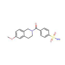 COc1ccc2c(c1)CCN(C(=O)c1ccc(S(N)(=O)=O)cc1)C2 ZINC000473124139