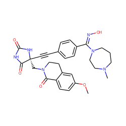 COc1ccc2c(c1)CCN(C[C@@]1(C#Cc3ccc(/C(=N/O)N4CCCN(C)CC4)cc3)NC(=O)NC1=O)C2=O ZINC000096173829