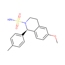 COc1ccc2c(c1)CCN(S(N)(=O)=O)[C@@H]2c1ccc(C)cc1 ZINC000073168831