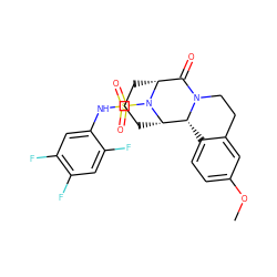 COc1ccc2c(c1)CCN1C(=O)[C@H]3CCC[C@@H]([C@@H]21)N3S(=O)(=O)Nc1cc(F)c(F)cc1F ZINC000013681475