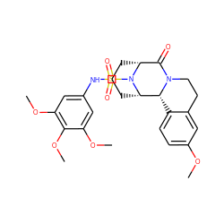 COc1ccc2c(c1)CCN1C(=O)[C@H]3CCC[C@@H]([C@@H]21)N3S(=O)(=O)Nc1cc(OC)c(OC)c(OC)c1 ZINC000013681487