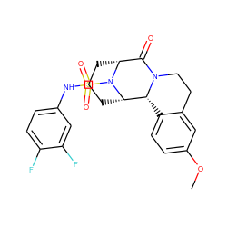 COc1ccc2c(c1)CCN1C(=O)[C@H]3CCC[C@@H]([C@@H]21)N3S(=O)(=O)Nc1ccc(F)c(F)c1 ZINC000013681448