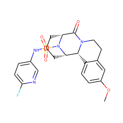 COc1ccc2c(c1)CCN1C(=O)[C@H]3CCC[C@@H]([C@@H]21)N3S(=O)(=O)Nc1ccc(F)nc1 ZINC000013681453