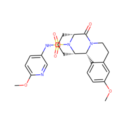 COc1ccc2c(c1)CCN1C(=O)[C@H]3CCC[C@@H]([C@@H]21)N3S(=O)(=O)Nc1ccc(OC)nc1 ZINC000013681457