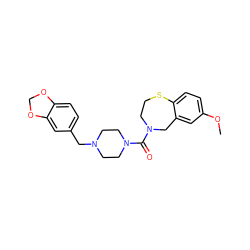 COc1ccc2c(c1)CN(C(=O)N1CCN(Cc3ccc4c(c3)OCO4)CC1)CCS2 ZINC000034809175