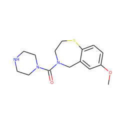 COc1ccc2c(c1)CN(C(=O)N1CCNCC1)CCS2 ZINC000141373020