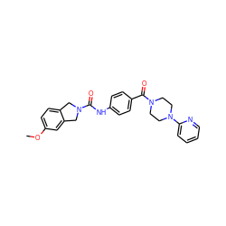 COc1ccc2c(c1)CN(C(=O)Nc1ccc(C(=O)N3CCN(c4ccccn4)CC3)cc1)C2 ZINC000166545396