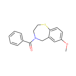 COc1ccc2c(c1)CN(C(=O)c1ccccc1)CCS2 ZINC000035283050